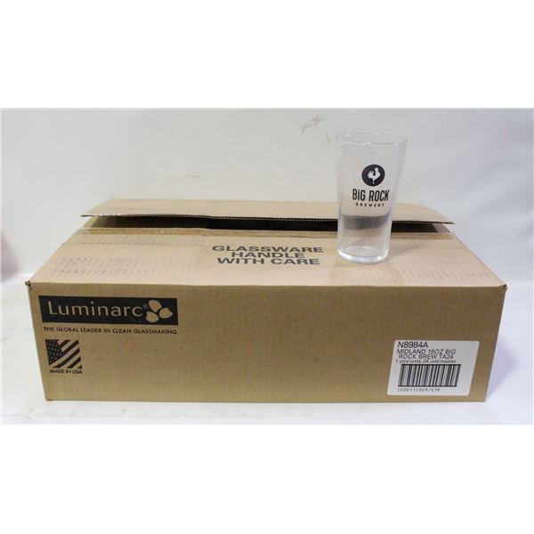 CASE OF 16 OZ BIG ROCK BEER GLASSES, 24 GLASSES