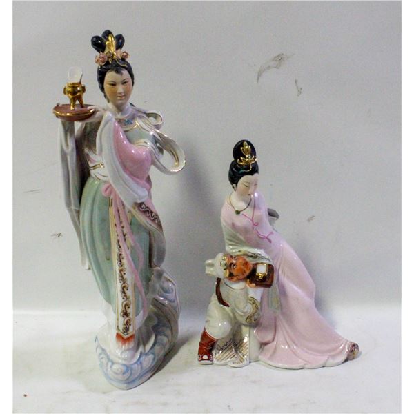 2 VINTAGE MADE IN CHINA LADY FIGURINES