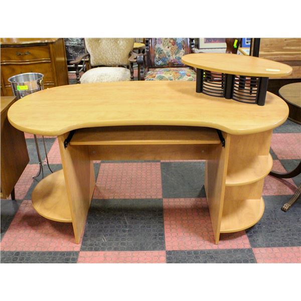 WOOD CURVED DESK WITH SHELVES