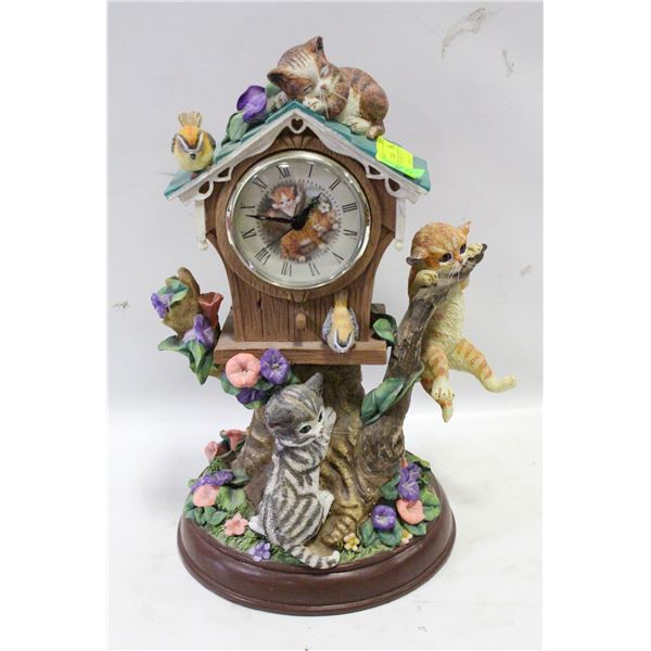 CAT LOVERS CERAMIC TREE CAT CLOCK