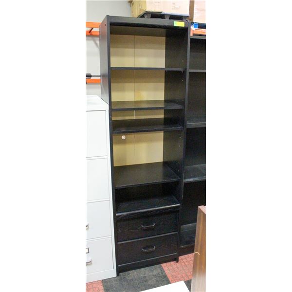 BLACK BOOKSHELVES WITH 2 DRAWERS 71X20X16