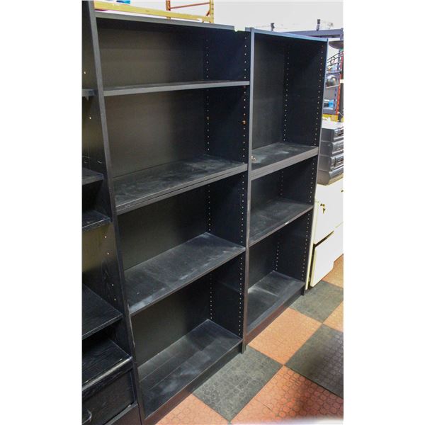 SET OF 2 BLACK BOOK SHELVES 69X30X11