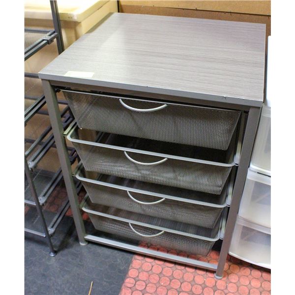 METAL MULTI DRAWER STORAGE RACK WITH WOOD TOP