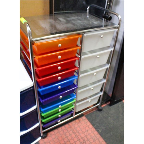 15 DRAWER ROLLING CART RAINBOW COLOR