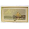 Image 1 : VINTAGE NAUTICAL HARBOUR OIL PAINTING BY H.REUTER