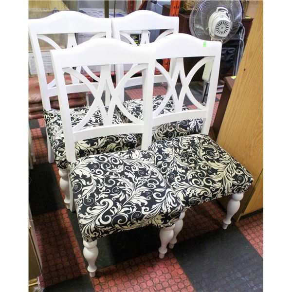 SET OF FOUR WHITE DINING CHAIRS X-BACK TURNED LEGS