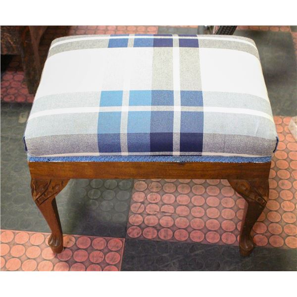 VINTAGE REUPHOLSTERED OTTOMAN