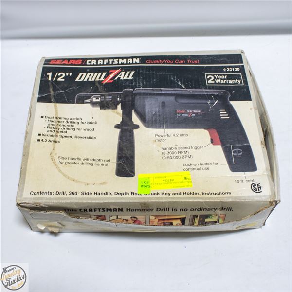 SEARS CRAFTSMAN 1/2” DRILLZALL WITH BITS