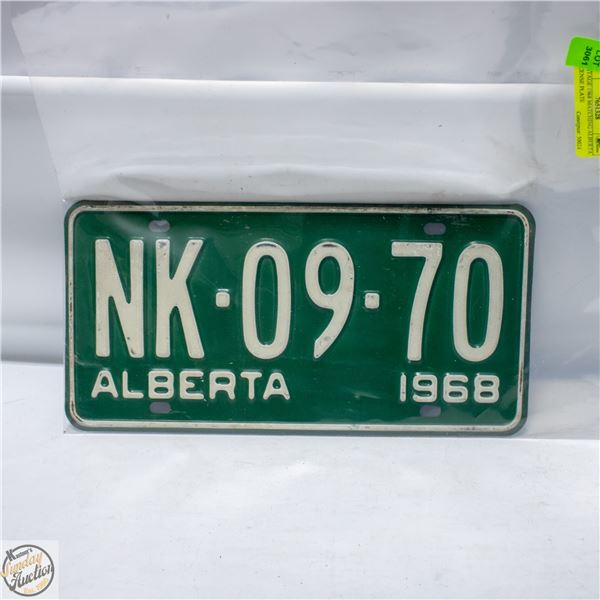 VINTAGE 1968 MATCHING ALBERTA LICENSE PLATE