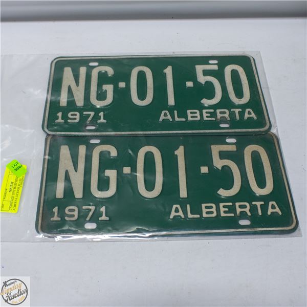 2 VINTAGE 1971 MATCHING ALBERTA LICENSE PLATE