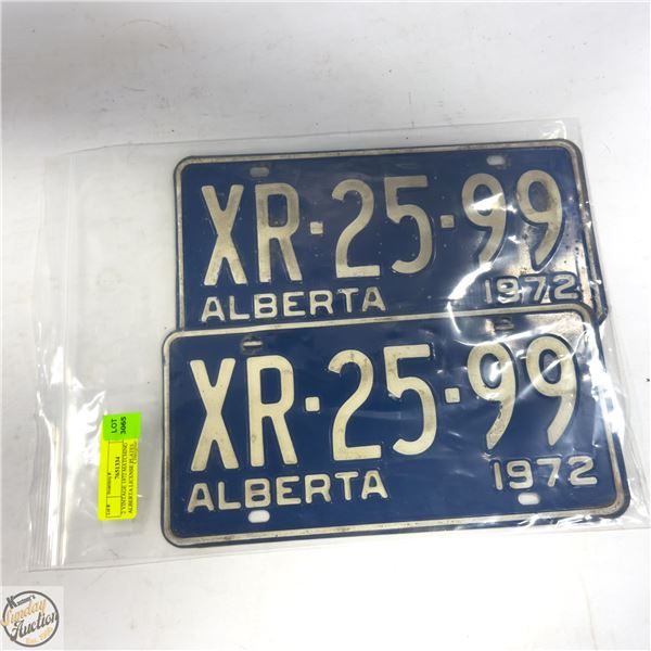2 VINTAGE 1972 MATCHING ALBERTA LICENSE PLATES