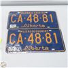 Image 1 : 2 VINTAGE 1974 MATCHING ALBERTA LICENSE PLATES