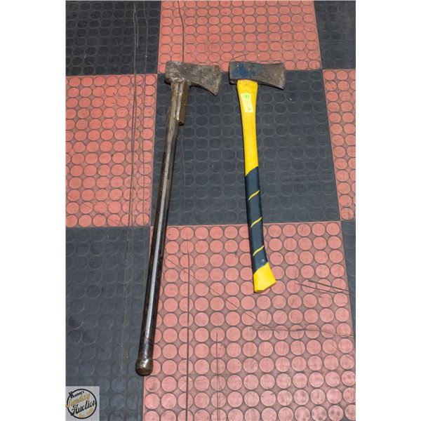 VINTAGE FORGED STEEL AXE & SPLITTING AXE