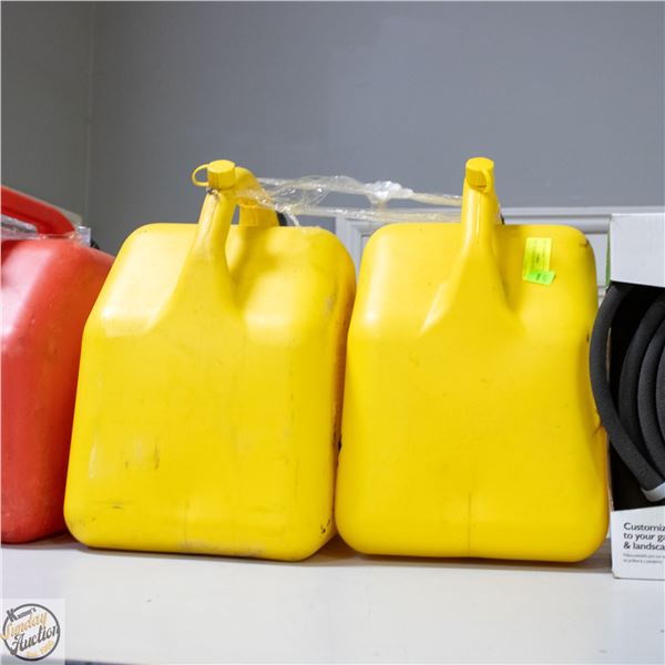 TWO YELLOW 20 LITRE DIESEL JUGS
