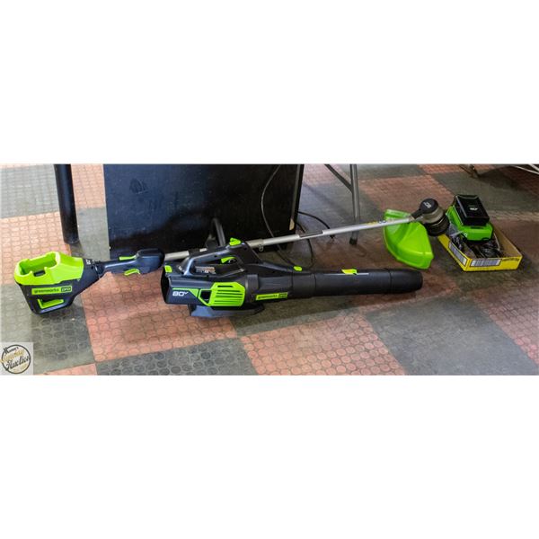 GREENWORKS 80V BRUSHLESS BLOWER & STRING TRIMMER