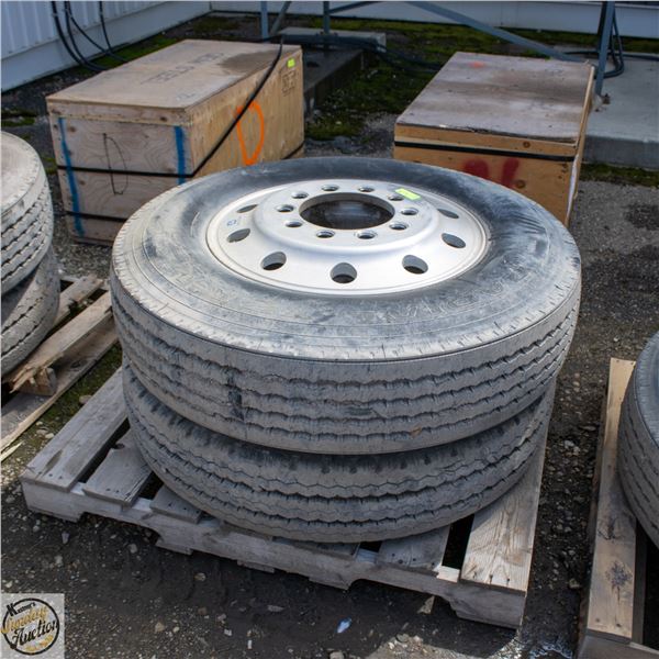 2 11R 24.5 TIRES & RIMS 2 OUTER RIMS