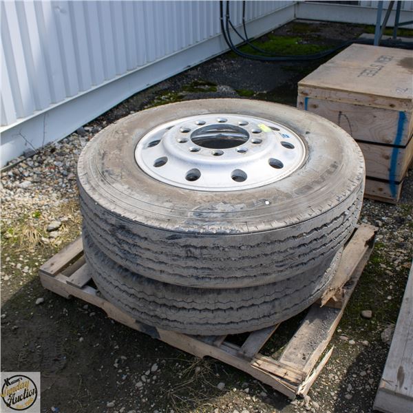 2 11R 24.5 TIRES & RIMS 2 OUTER RIMS