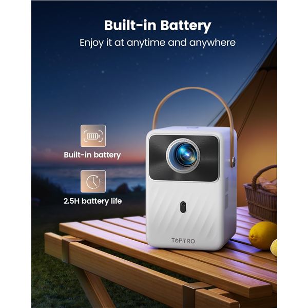 TOPTRO B1 Mini Projector, Built-in Apps & Battery - Open Box Return (Tested)