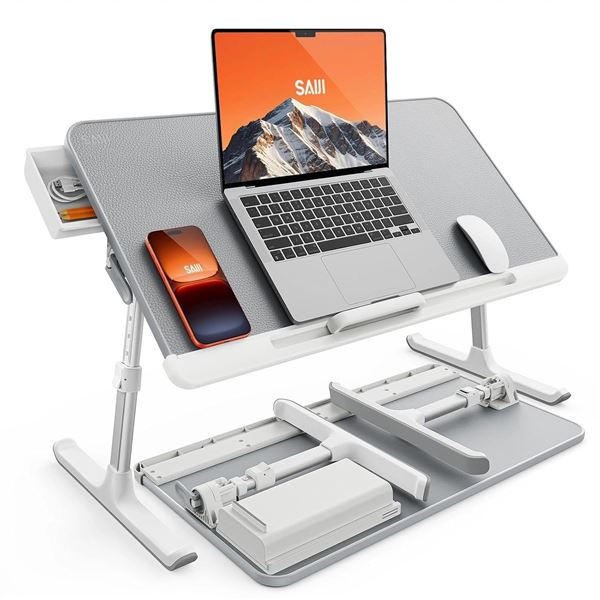 BNIB SAIJI Adjustable Laptop Table Grey - RV: $79.99, (Model HL36), 27.5" x 14.1", Compatible 17" La