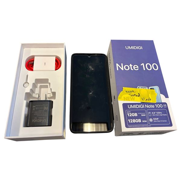 UMIDIGI Note 100 Smartphone, RV: $210, Rock Black, ROM128GB + RAM 6GB, Dual SIM Card (Tested/Working