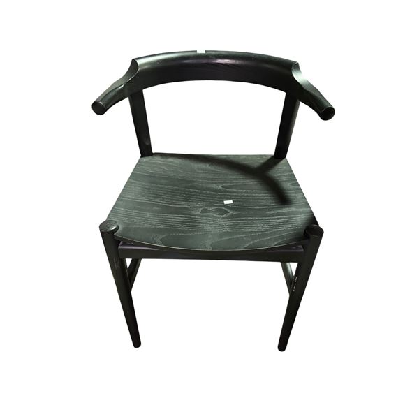 New Floor Model - The Living Lab, Dark Wood Dining Chair, Black