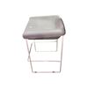 Image 2 : Floor Model - The Living Lab, Grey Upholstered Stool with White Geometric Metal Base