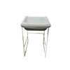 Image 4 : Floor Model - The Living Lab, Grey Upholstered Stool with White Geometric Metal Base