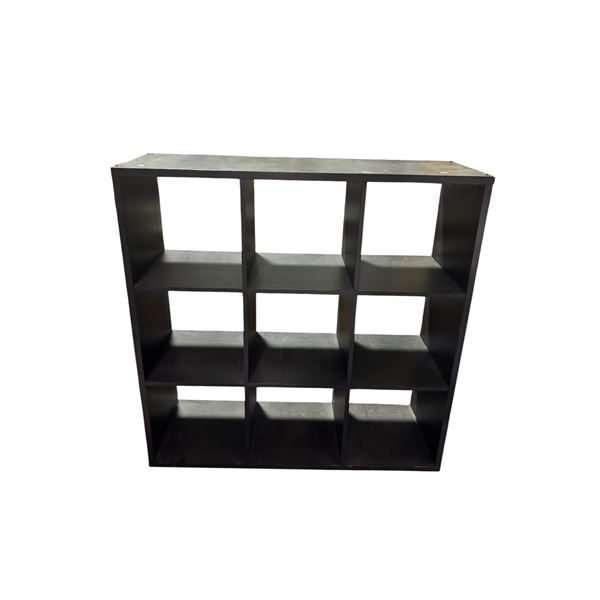 New Floor Model - The Living Lab, Large Dark Wood Bookshelf, 43" x 43" x 15" (some minor wear)