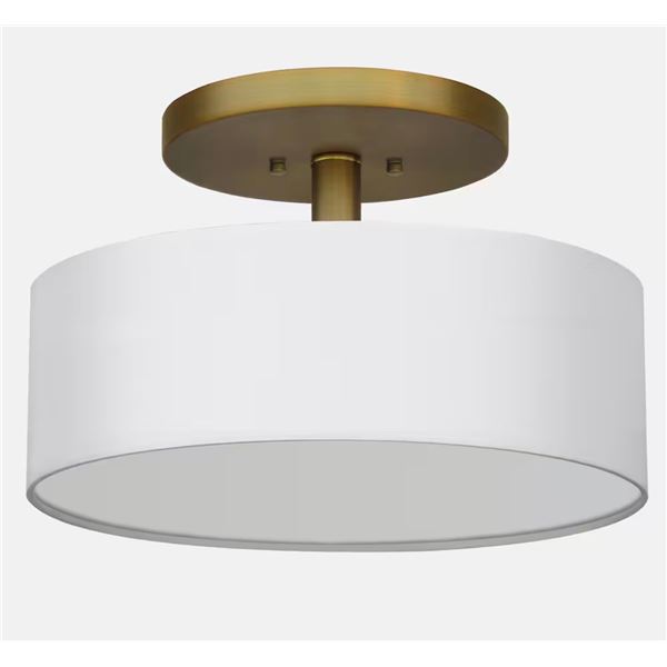 BNIB - Whitfield Lighting 3-Light White Drum Shade Gold Semi Flush Light - RV: $142 (SF1605-PWNG)