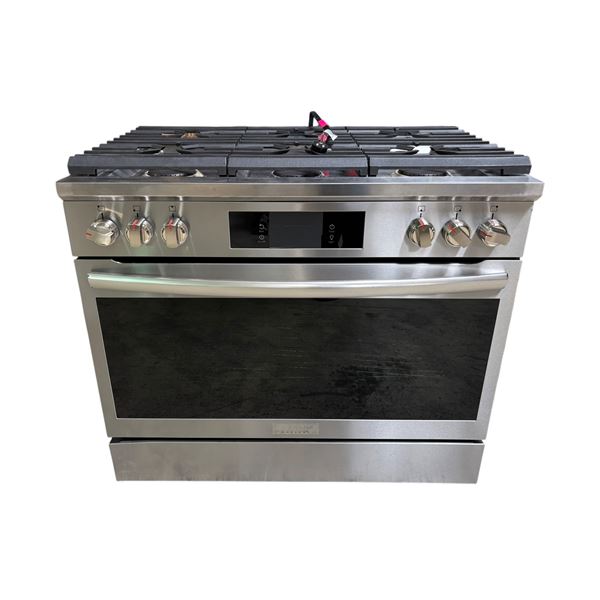 Display Model - Frigidaire Gallery 36" Slide-In Gas Range and Whirlpool Stainless Steel Range Hood (