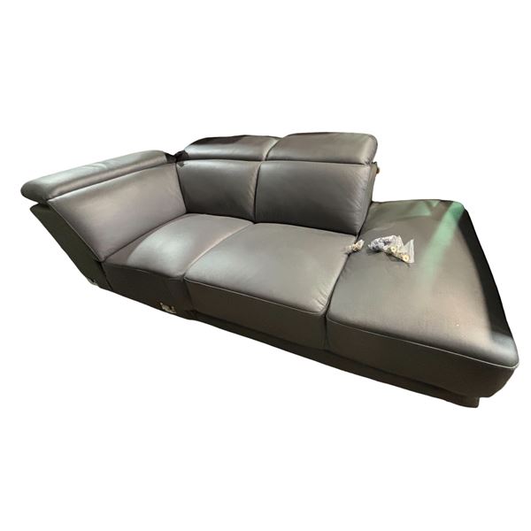 Grey Faux Leather Sofa, W82"