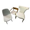 Image 1 : 3-Pcs Modern Upholstered and Wooden Chairs (1 Arm Broken)