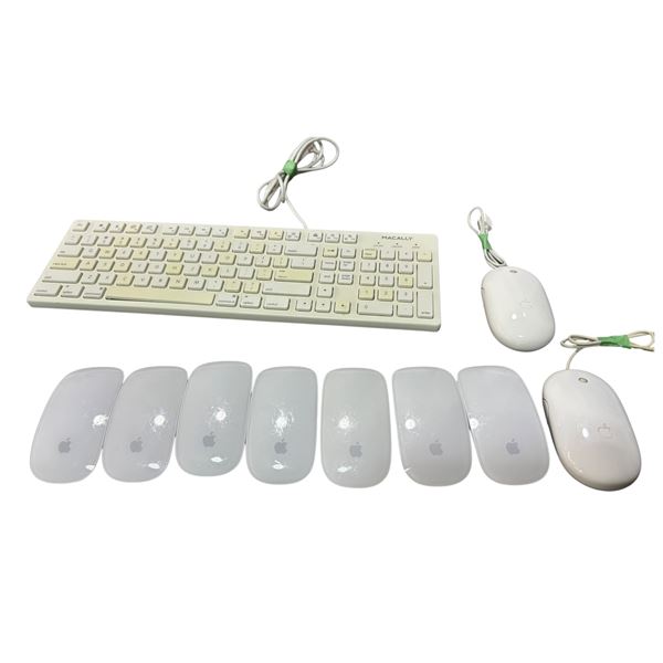 Group of Keyboards and Mice Includes Apple Model A1296 and Various Other Models