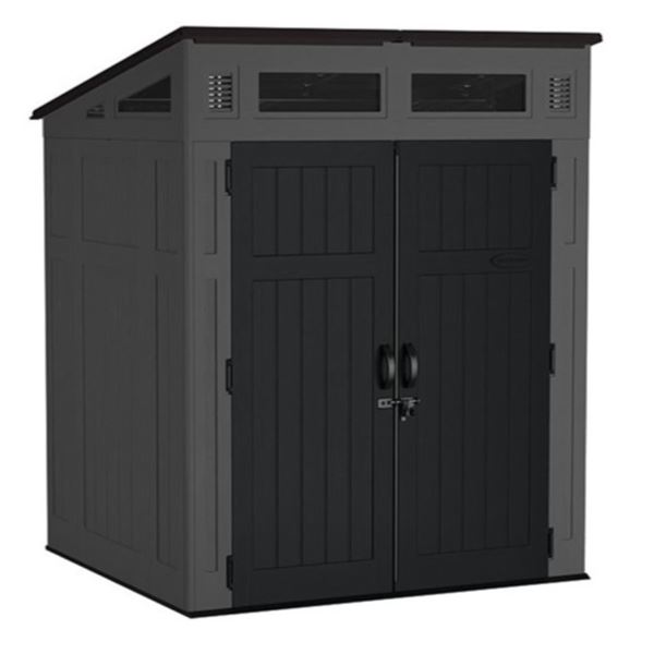 New Open Box - Suncast Modernist Outdoor Storage Shed, RV: $1398, Steel Frame and Resin Panels, 6' x
