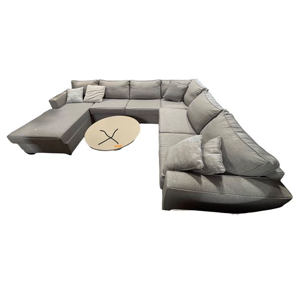 Large Grey Sectional Sofa, Overall W126" x D72" Chaise / 102" Sofa