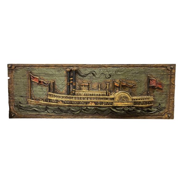 Vanguard Studios 1967  Mississippi River  3D bas-Relief Wooden Wall Art, H20  x W60  X D2 