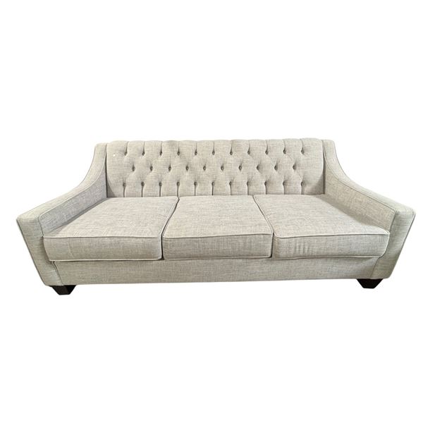Light Grey Tufted 3-Seater Sofa, W78"