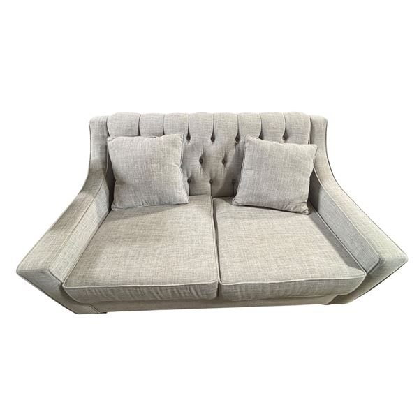 Light Grey Tufted Loveseat, W55"