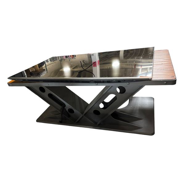 Large Wooden Table with Metal Base, H31" x W83" x D36"