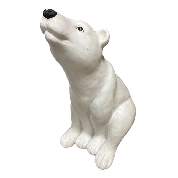 White Polar Bear Decor Statue, H28"