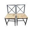 Image 1 : 2-Pcs Black Frame Woven Seat Chairs