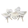 Image 1 : Drum Style Wire Base Coffee Table and 4 Matching White Chairs