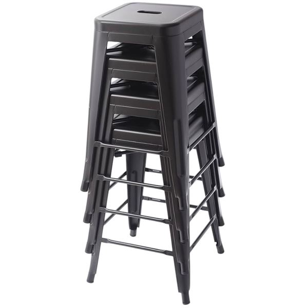 New - Set of 4 - Amazon Basics 24" Metal Bar Stools