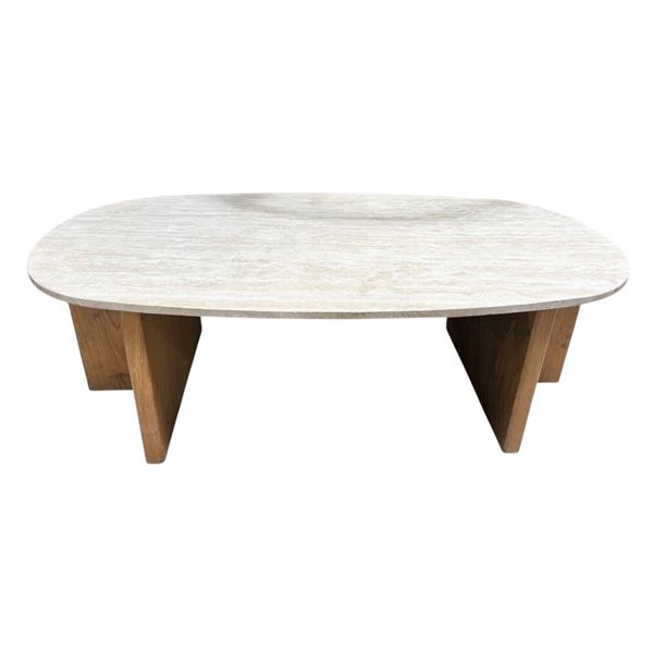 Cream Coffee Table w/Wood Legs