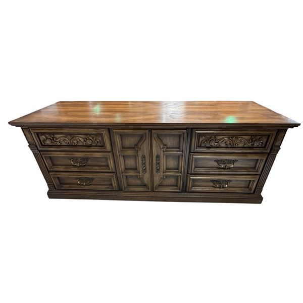 Ornate Traditional Carved Dark Wood Sideboard (6ftx19x30)