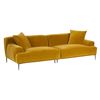 Image 1 : Modern Glam Mustard Yellow / Gold Velvet 2-Cushion Sofa Couch w/ Matching Throw Pillows