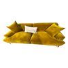 Image 2 : Modern Glam Mustard Yellow / Gold Velvet 2-Cushion Sofa Couch w/ Matching Throw Pillows