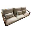 Image 1 : Wood Frame Cream Fabric Outdoor Sofa