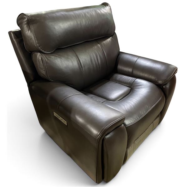 Brown Leather Recliner Sofa, W43" - Like New