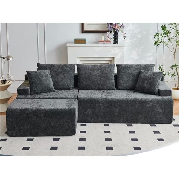 Boneless Cloud Modular Sectional Sofa Left Facing Chaise Free - Grey - Approx: 55.1"D x 90.6"W x 22.
